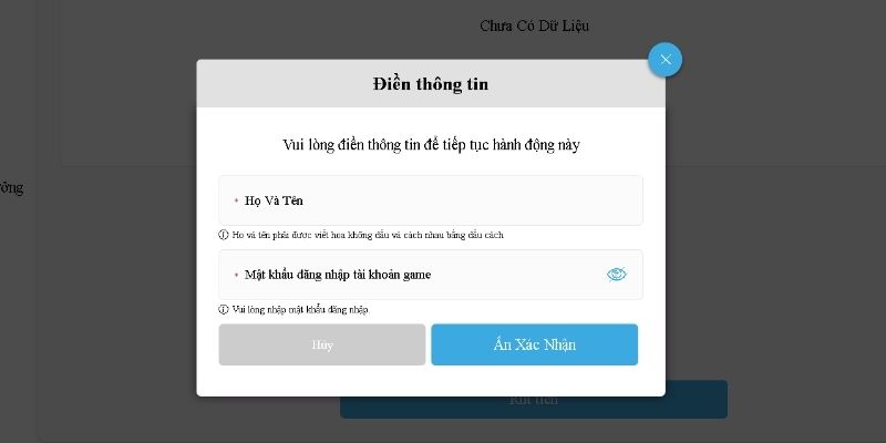 Cung cấp thông tin tài khoản